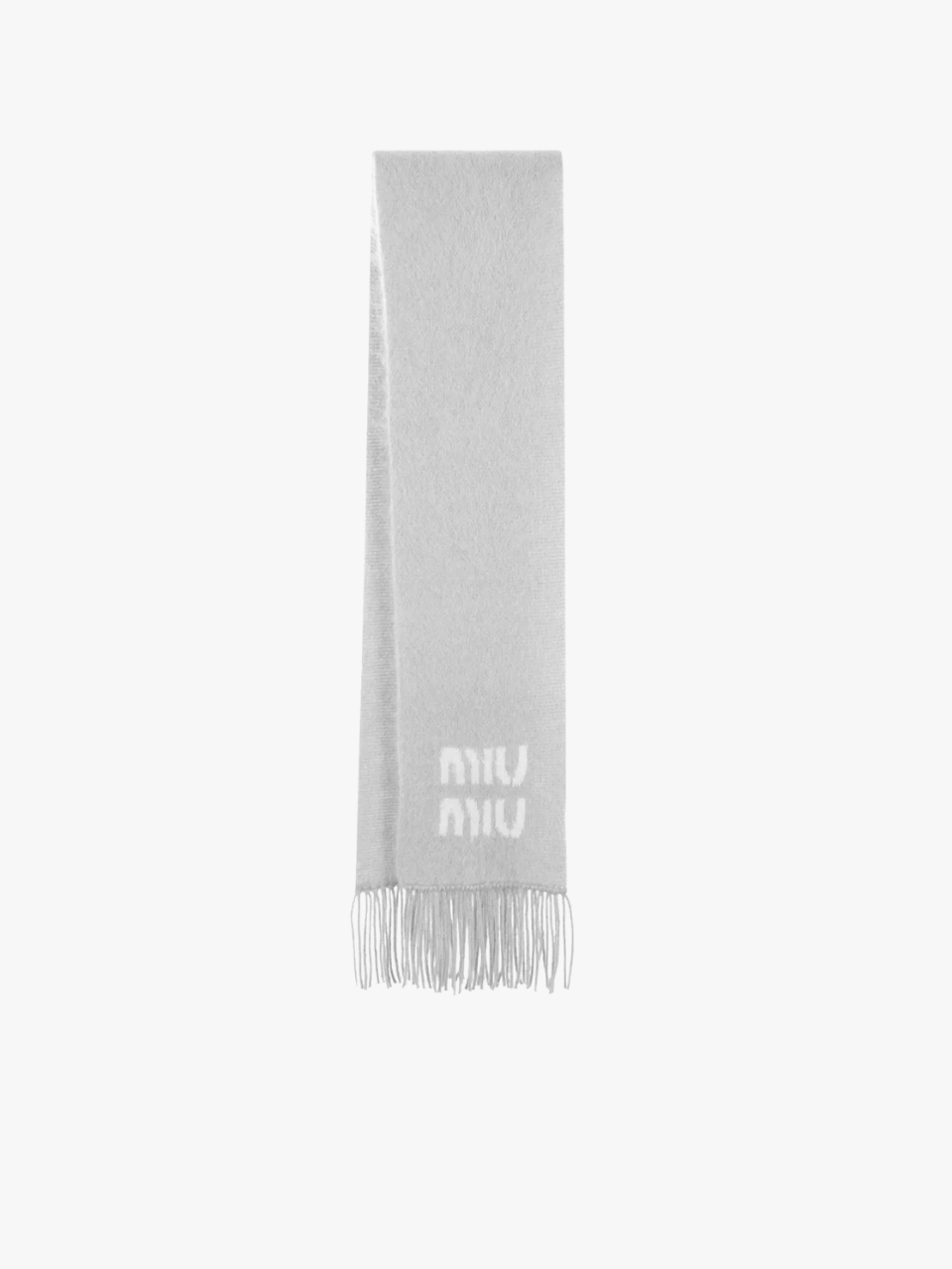 Miu Miu Schal mit Jacquard-Logo Grau/Weiß Damen
