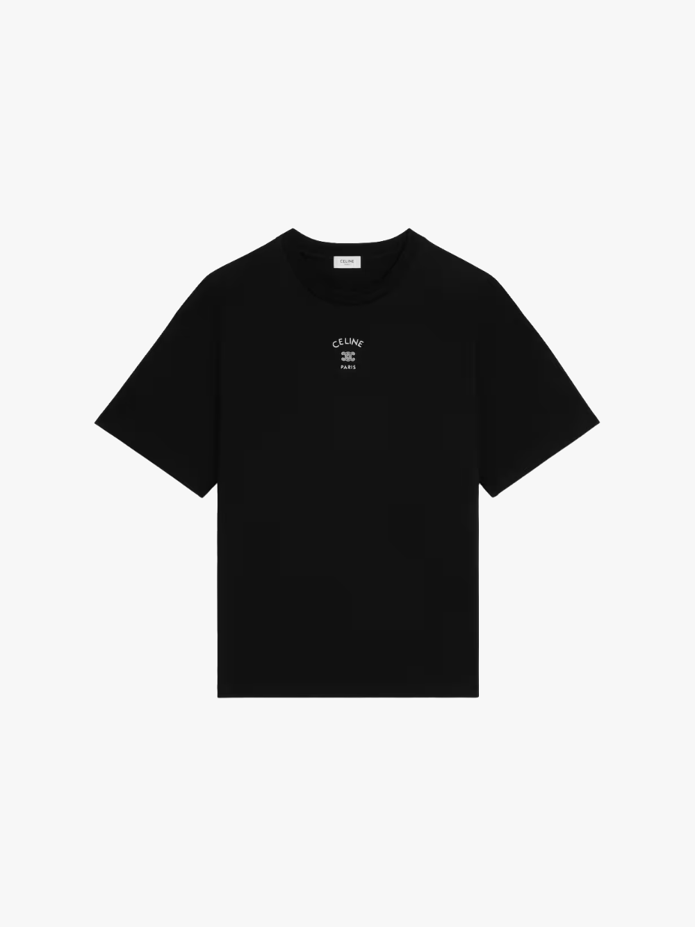 Celine Triomphe Baumwolljersey T‑Shirt Schwarz/Weiß Herren T‑Shirt