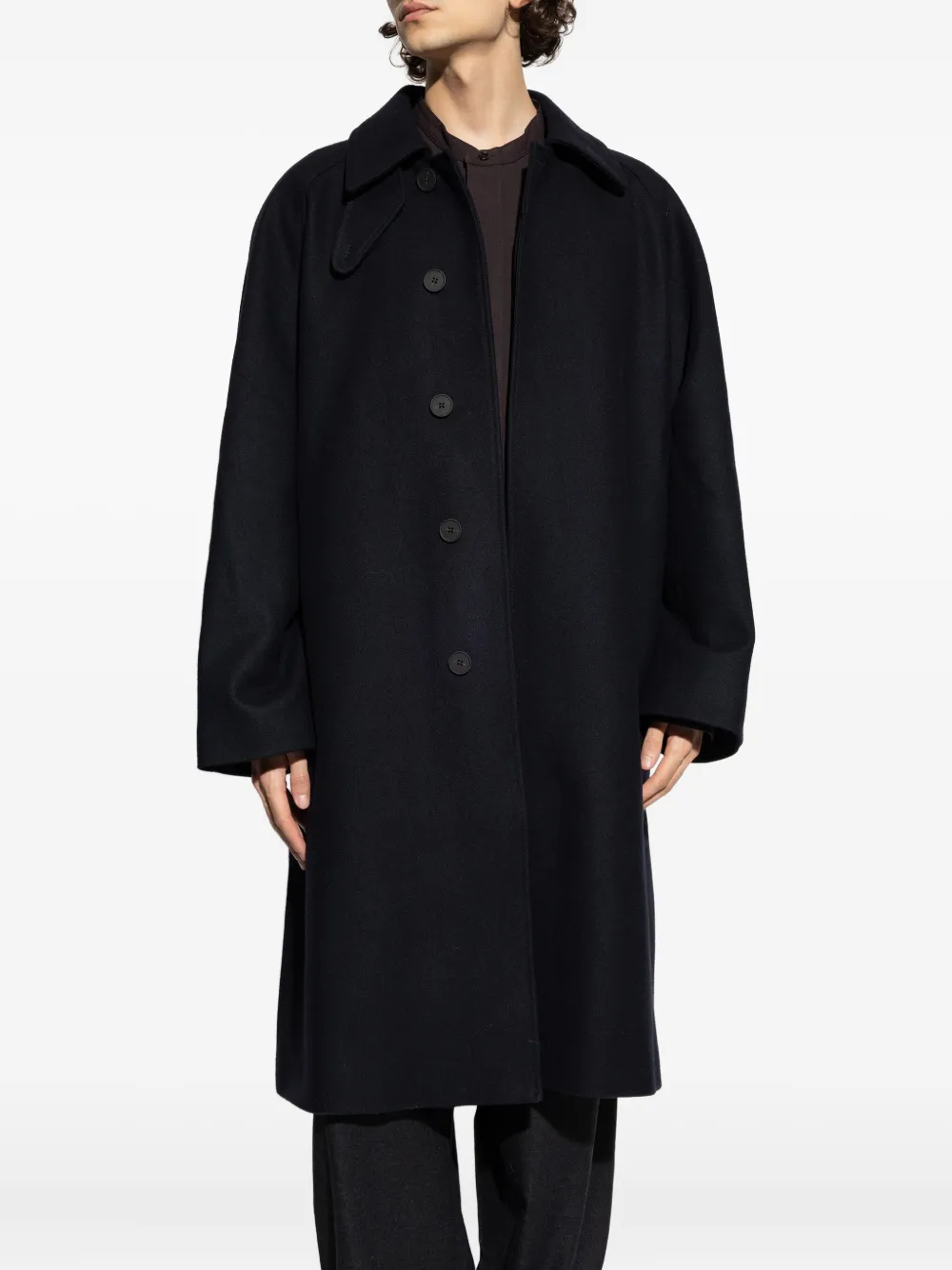 Studio Nicholson Einreihiger Cabo Mantel Dunkles Marineblau Herren