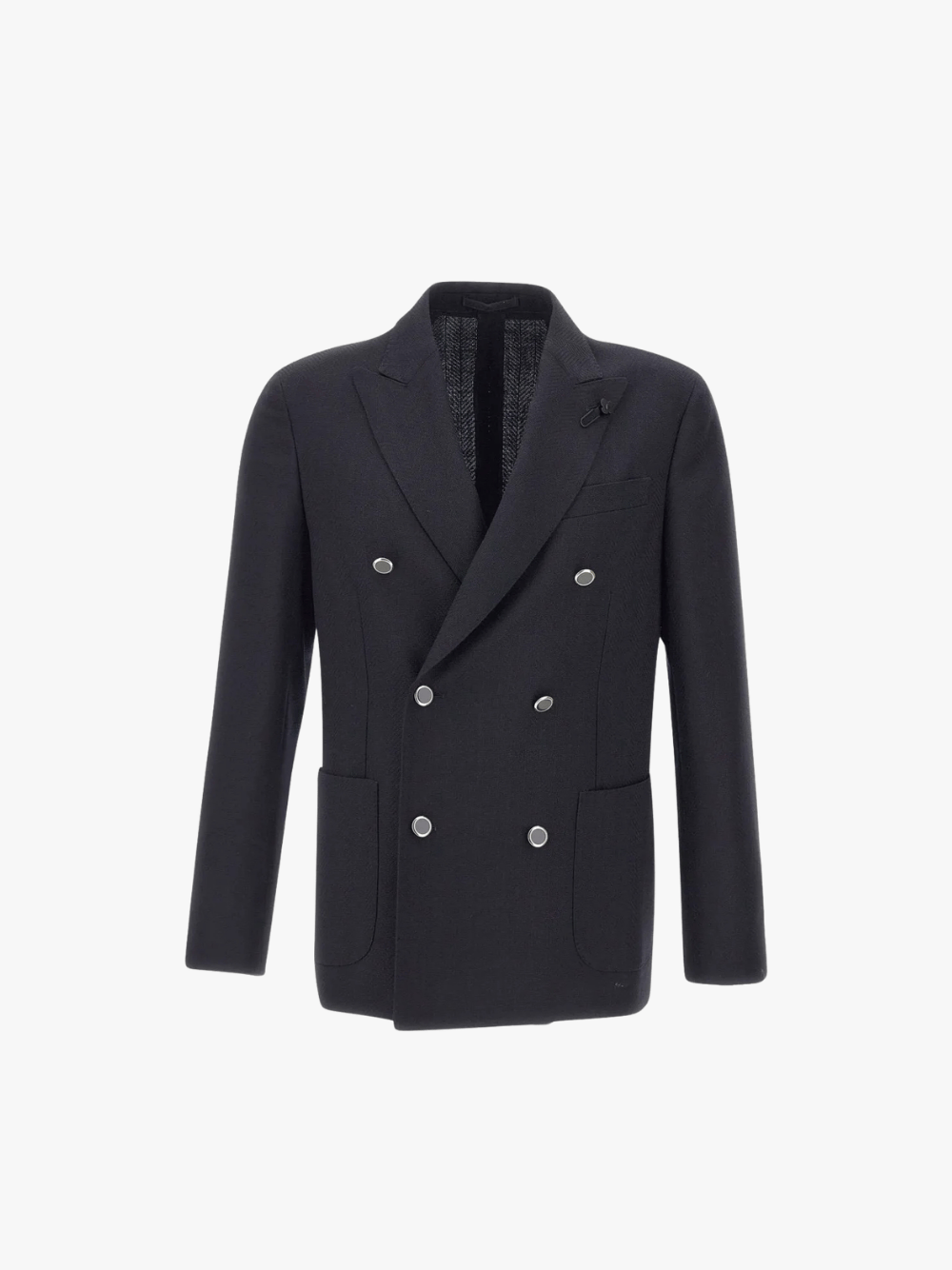 Lardini Doppelreihiges Sakko mit Fischgratenmuster Blau Herrenblazer