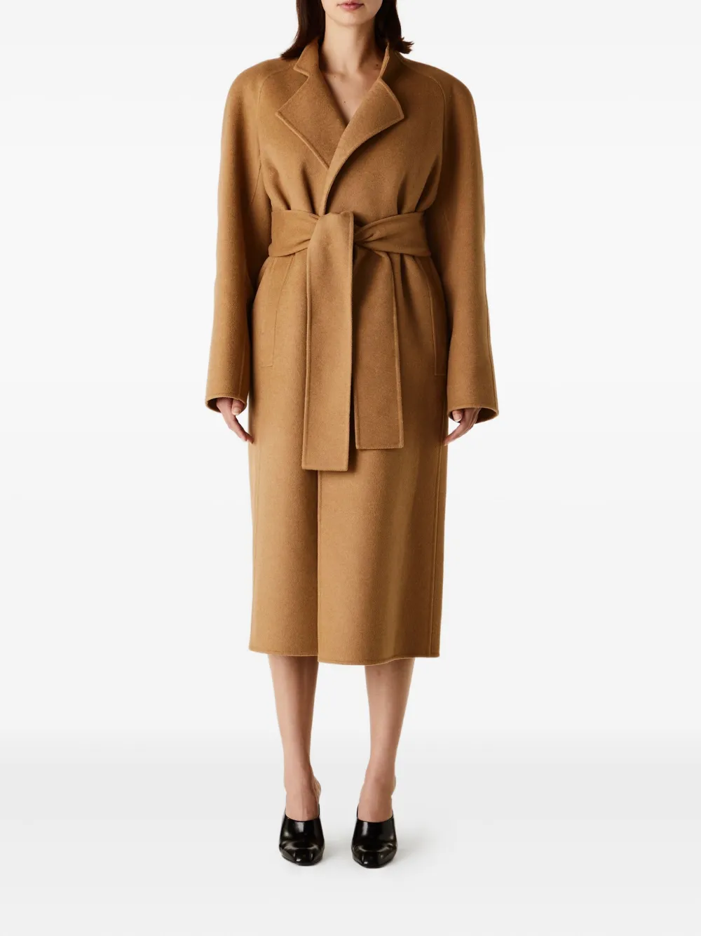 KHAITE Single-breasted coat with belt Brown Women
