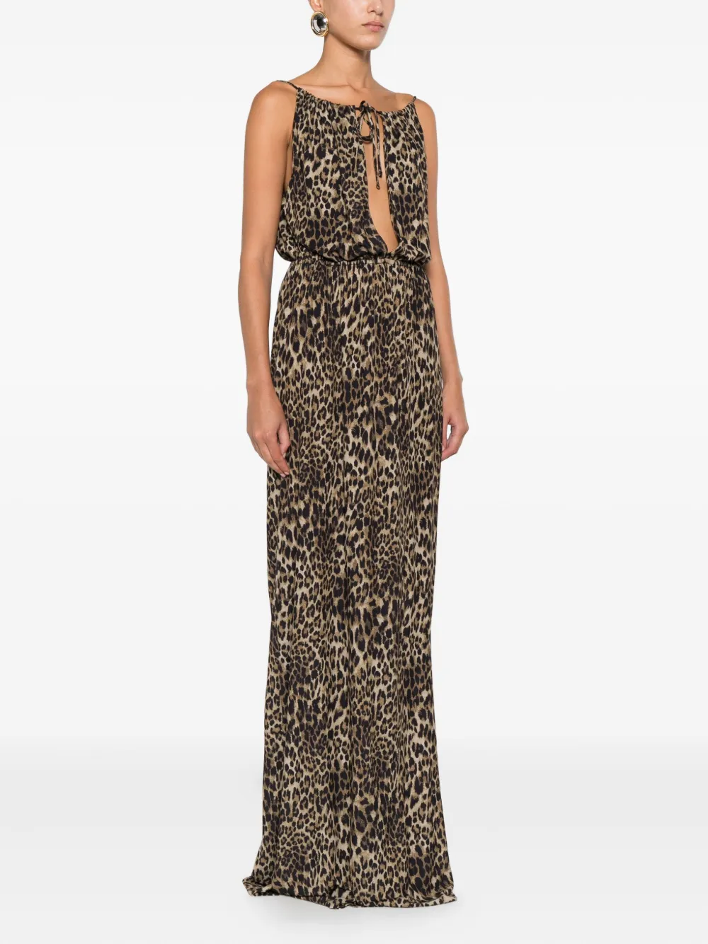 Nili Lotan Vesper Maxikleid mit Leopardenmuster und ohne Ärmel Braun Damen