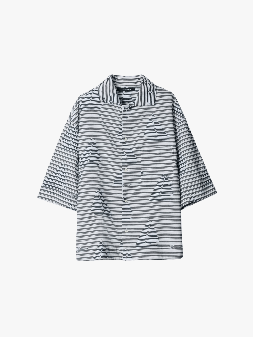 JACQUEMUS Le Chemise Plage Jacquard Segelboot Hemd Navy Herren