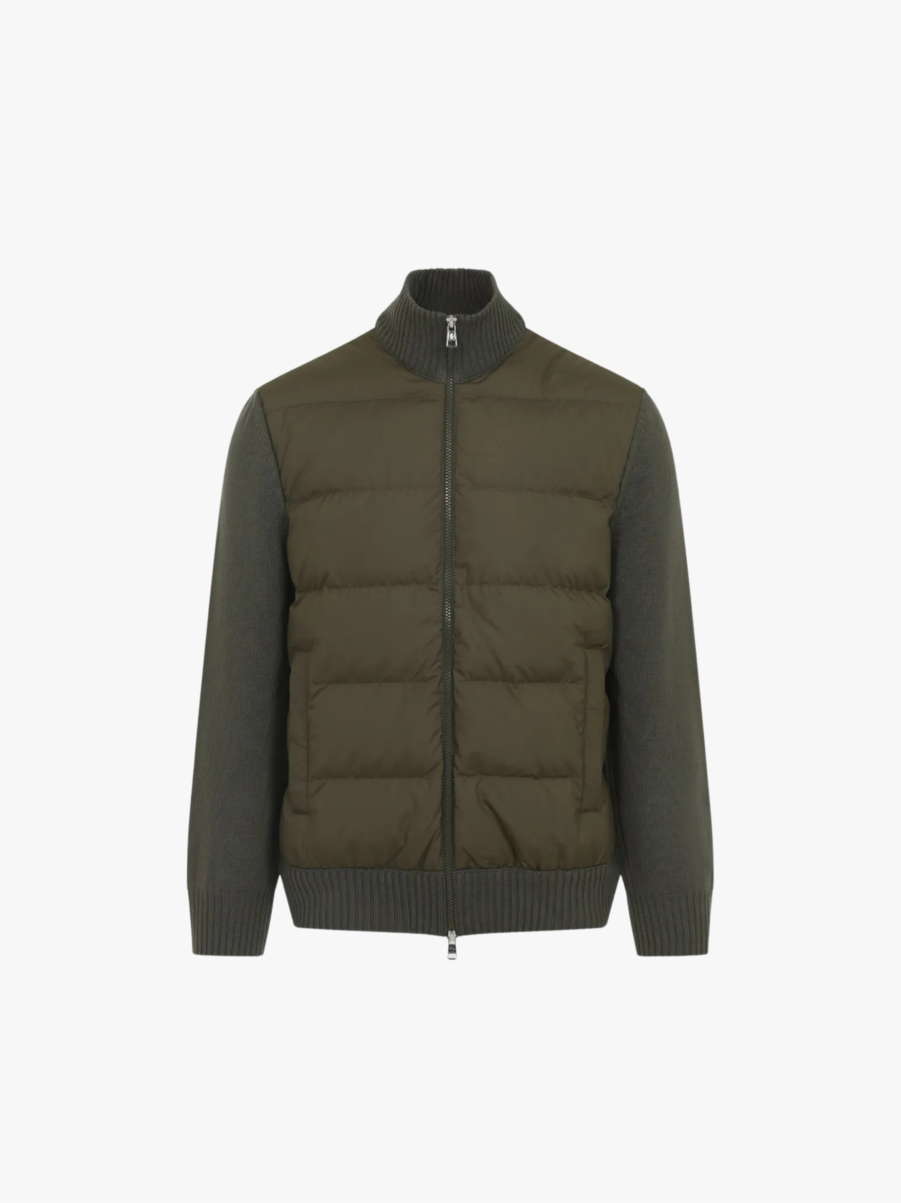 Moncler Quilted Jacket with Zipper Khaki Men