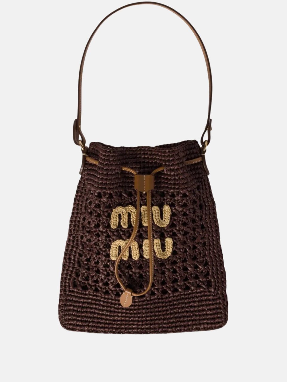 Miu Miu Crocheted Mini Pouch Bag Brown Women