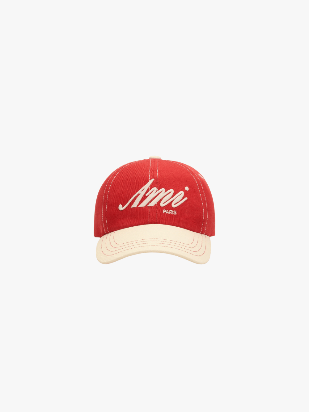 Ami Paris Cotton Cap with Ami Paris Embroidery Red/White Men's