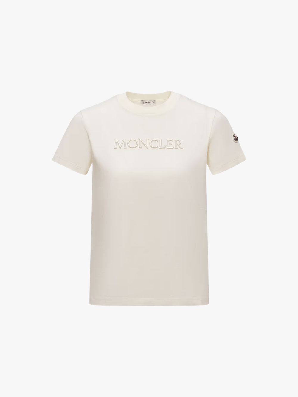 Moncler Embroidered Tonal Logo T-Shirt White Womens