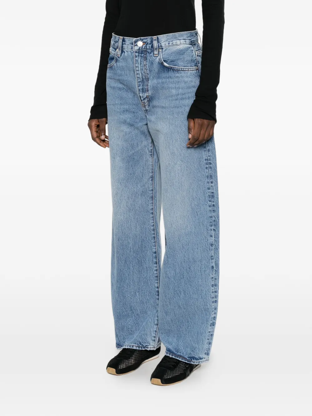 FRAME The Bow Wide-Leg-Jeans Hellblau Damen