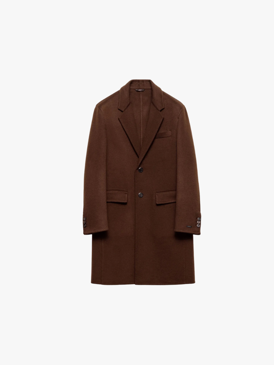 Prada Einreihiger Mantel mit gekerbtem Revers Braun Herren