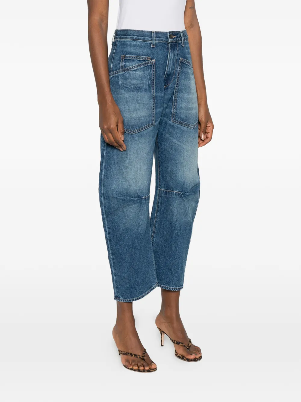 Nili Lotan Shon Jeans with Patch Pockets Blue Women