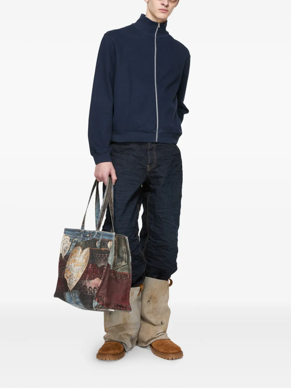 Acne Studios sweatshirt with logo embroidery and zipper Blue Men