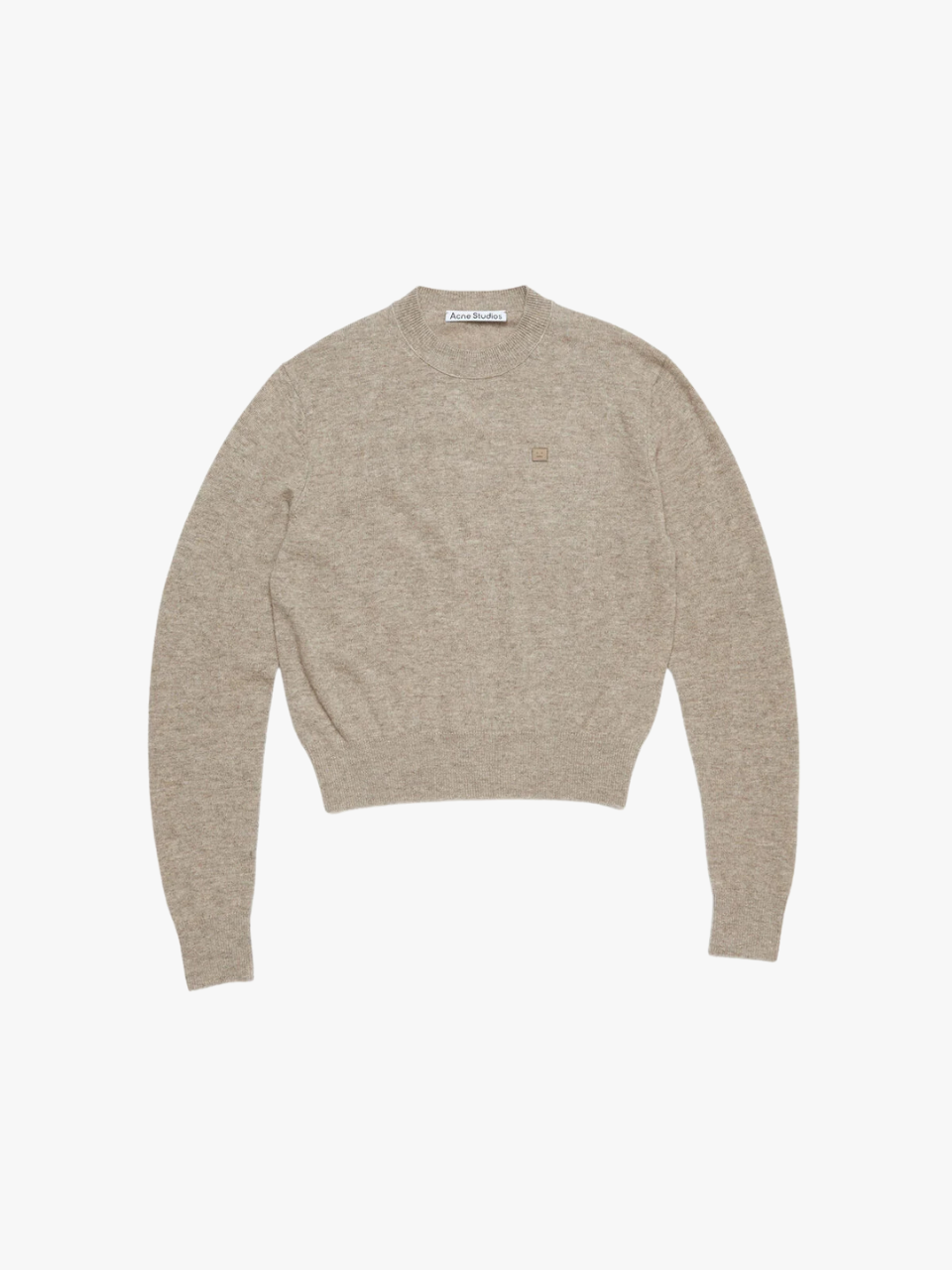 Acne Studios Women's Round Neck Sweater in Yak Wool Greige Melange