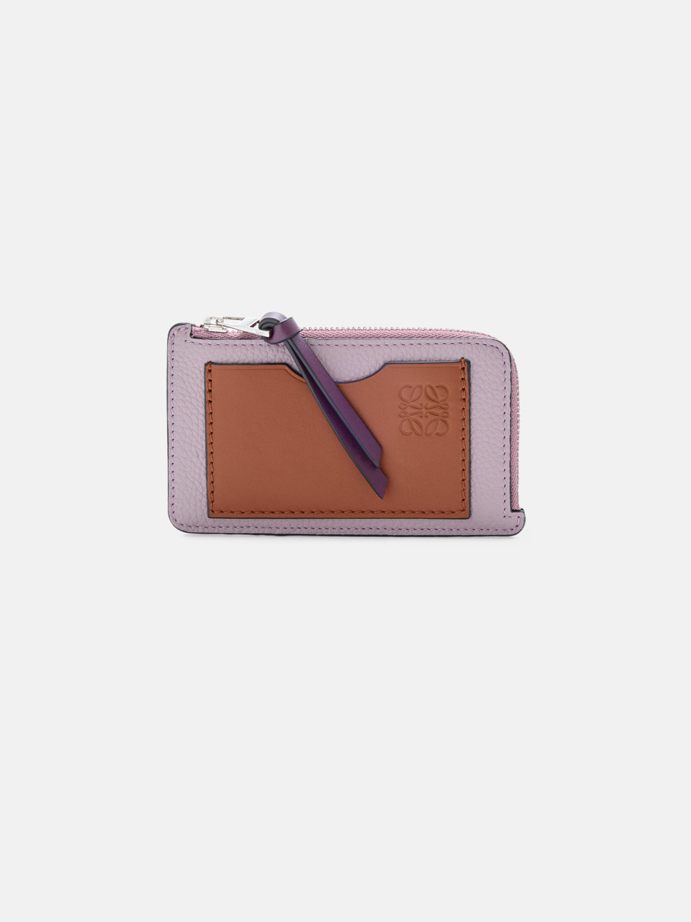 Loewe Kartenetui mit Münzfach aus weichem, genarbtem Kalbsleder rauchiges Mauve/Eichhörnchenbraun Damen‑/Unisex‑Geldbörse