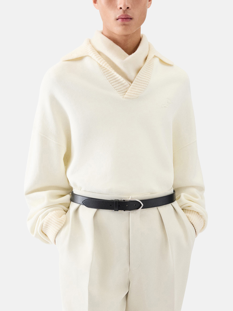 Jacquemus das Punto Langarm-Polohemd Beige Herren