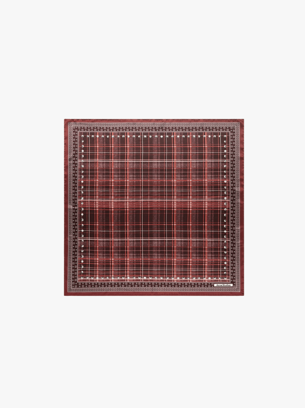 Silk Scarf with Check Pattern Red Women