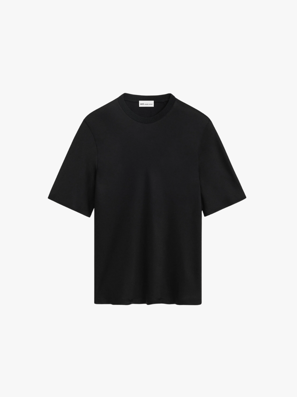 Ami Paris Satin Short Sleeves Rib Detail T-Shirt Schwarz Damen