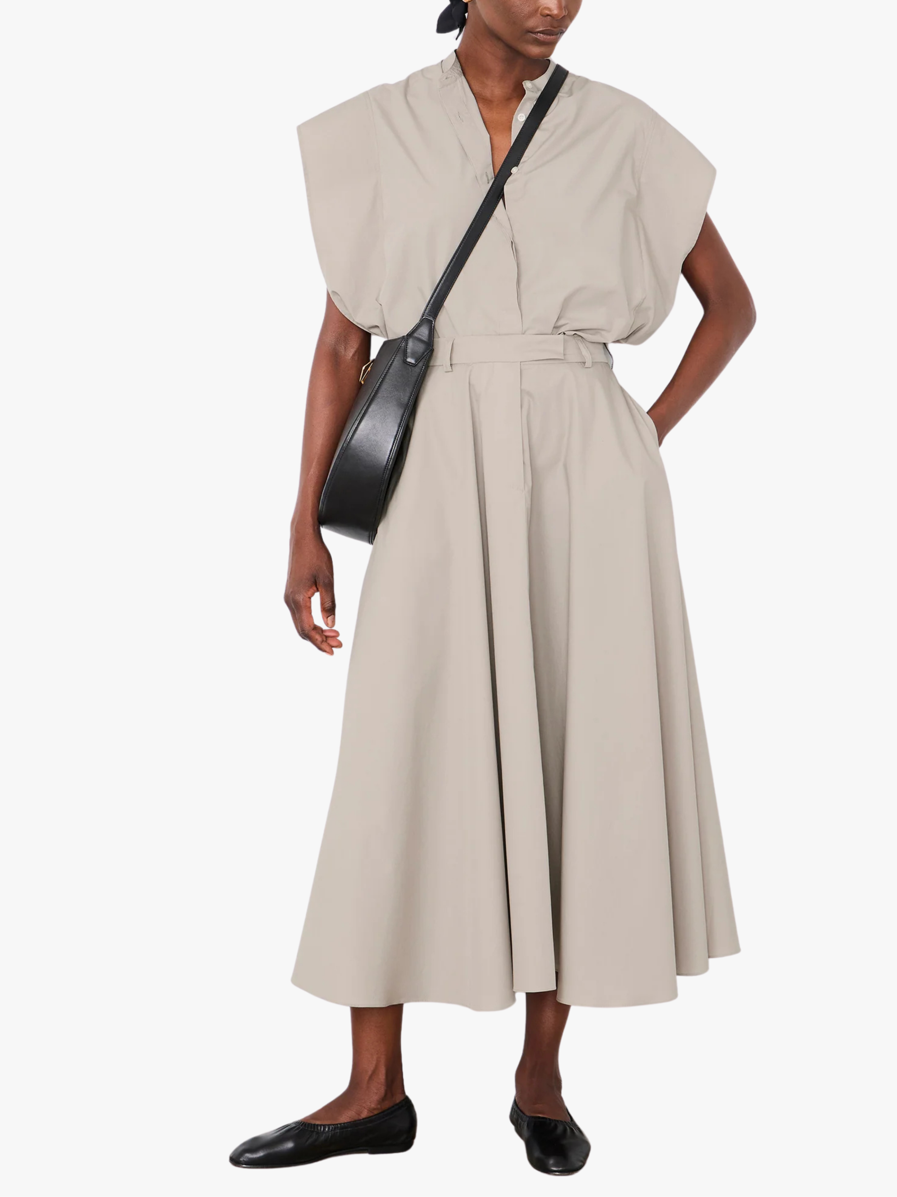 Officine Generale Bertille Skirt Light Cotton Popeline Galet Midi Skirt Women