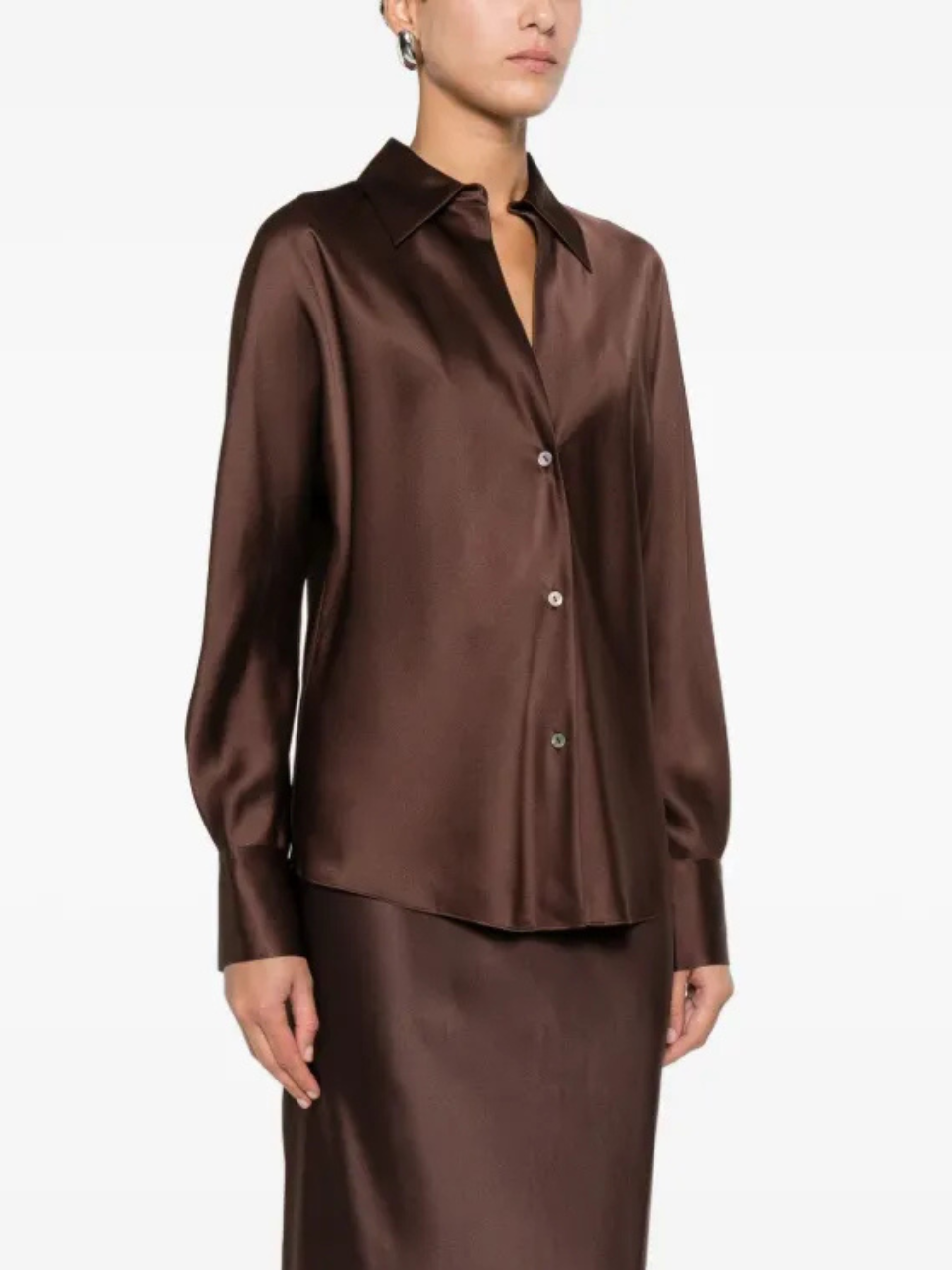 Vince Hemd aus Satin Braun Damen