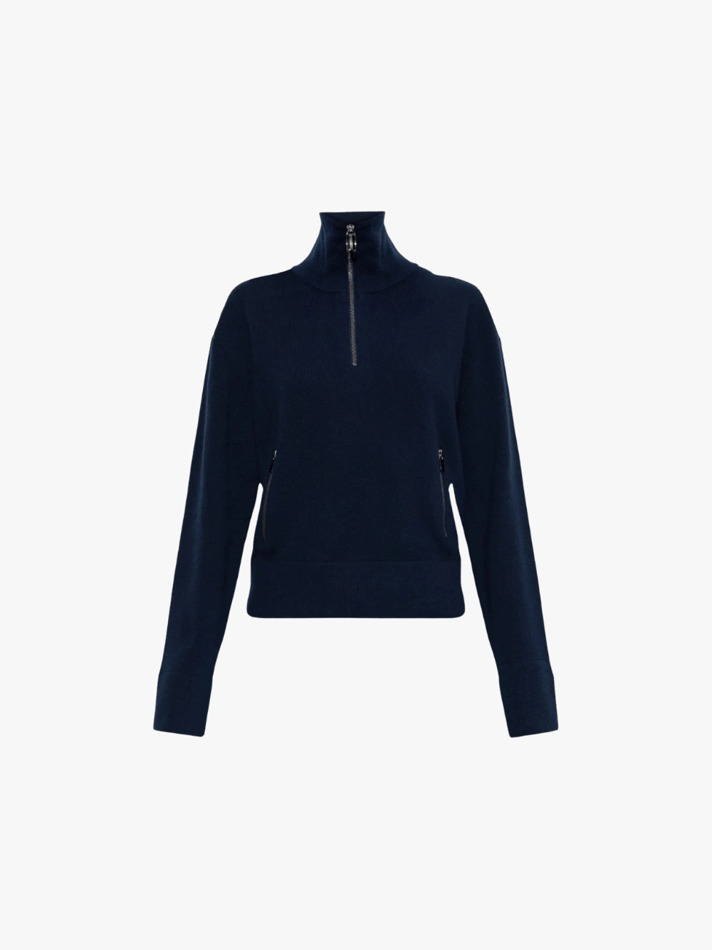 Victoria Beckham Milano Sweater with Short Zipper Navy Women