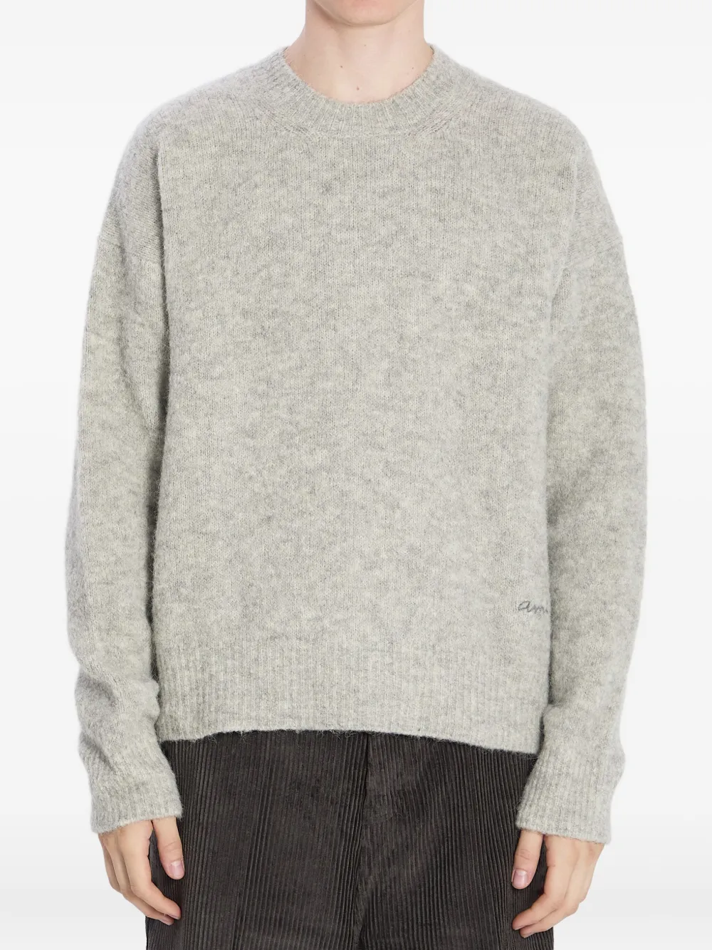 AMI Paris gerippter Pullover mit Rundhalsausschnitt Grau Herren