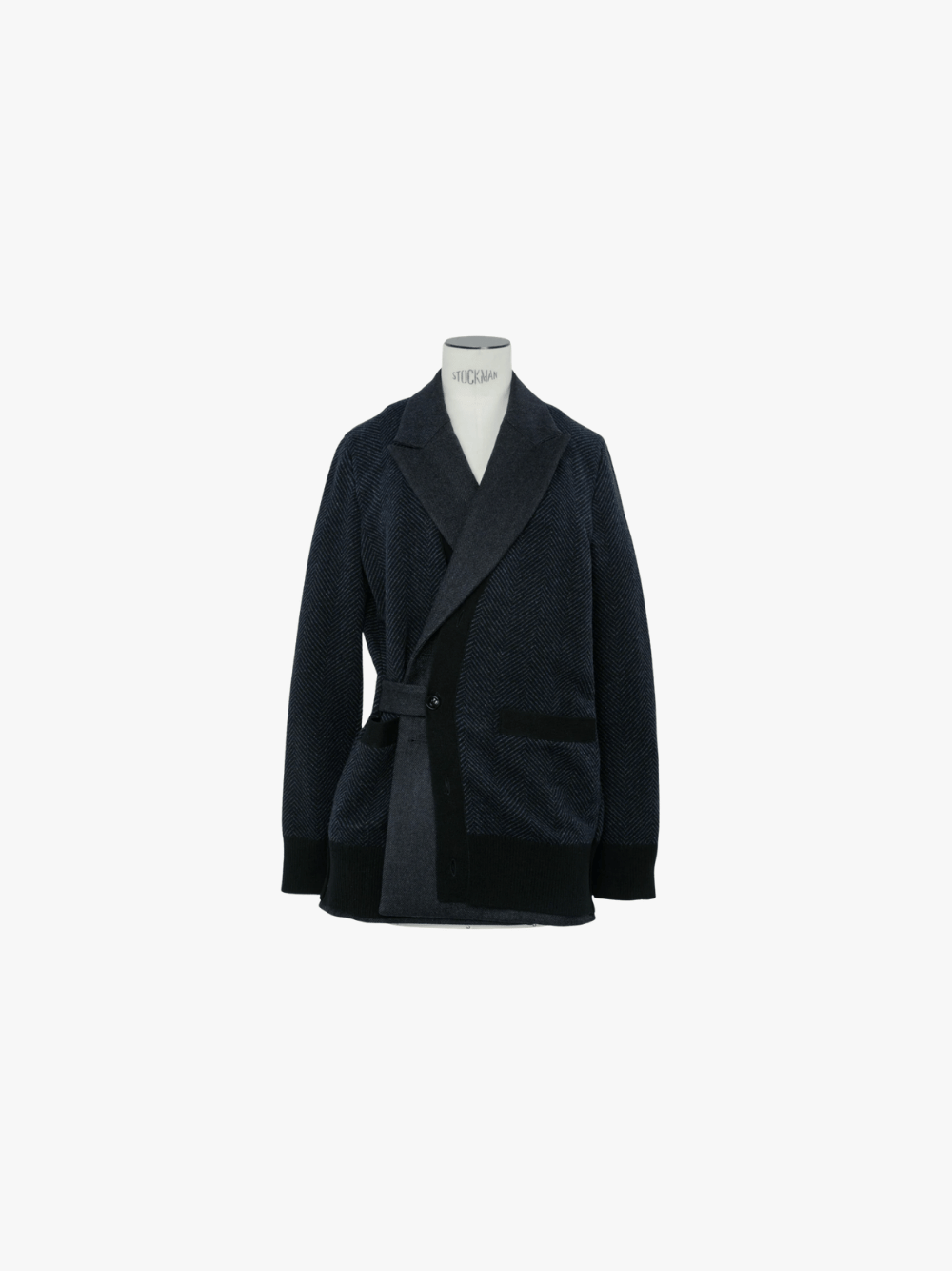 Sacai Double-Faced Herringbone x Wool Knit Jacket Navy Women's