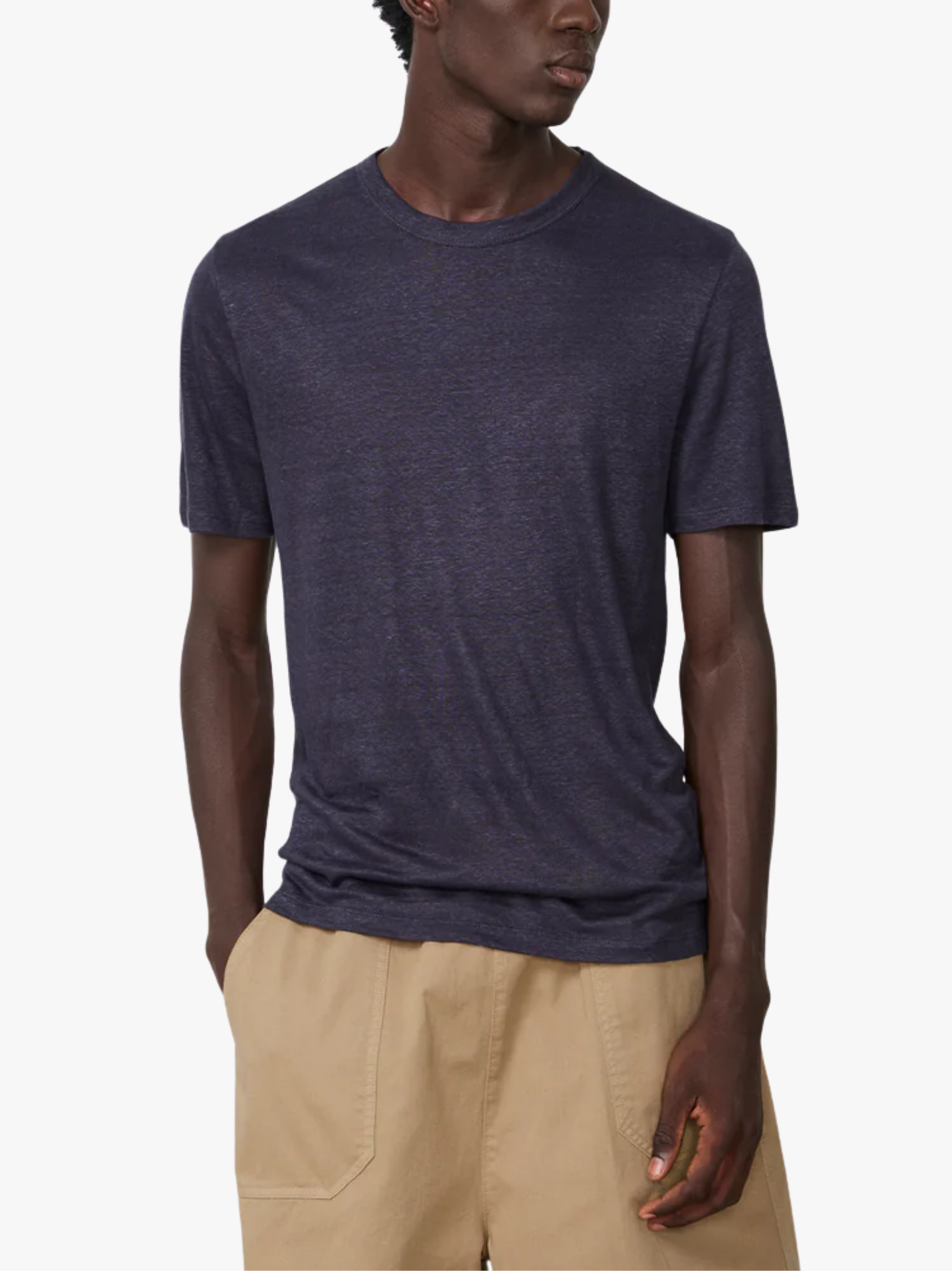 Officine Générale Garment Navy Ink Linen T-Shirt for Men