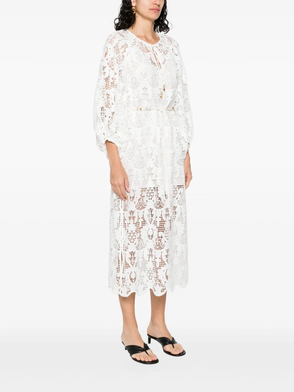 Zimmermann Coco Lace Midi Kleid Weiß Damen