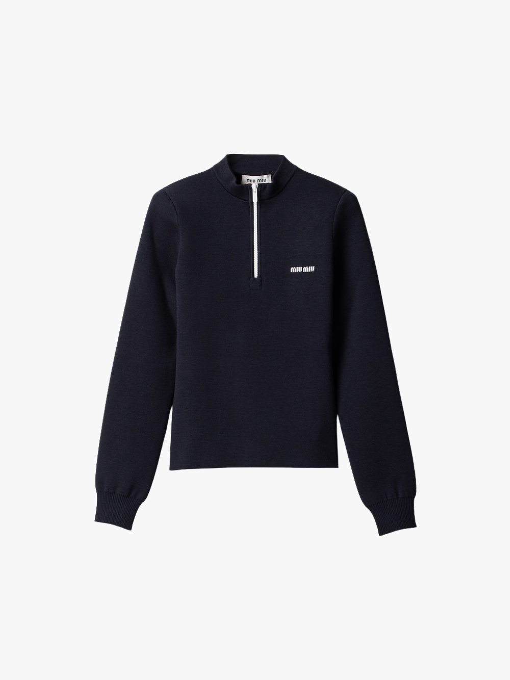 Miu Miu Wool Sweater with Half Zip Blue Women's Sweater