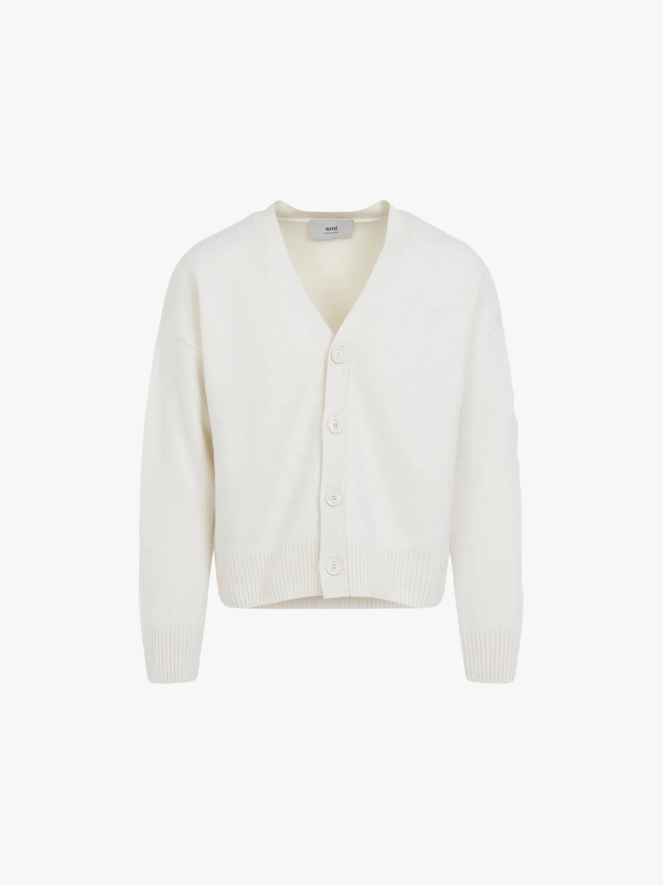 AMI Paris Ami De Coeur Knopf-Strickjacke Weiß Herren