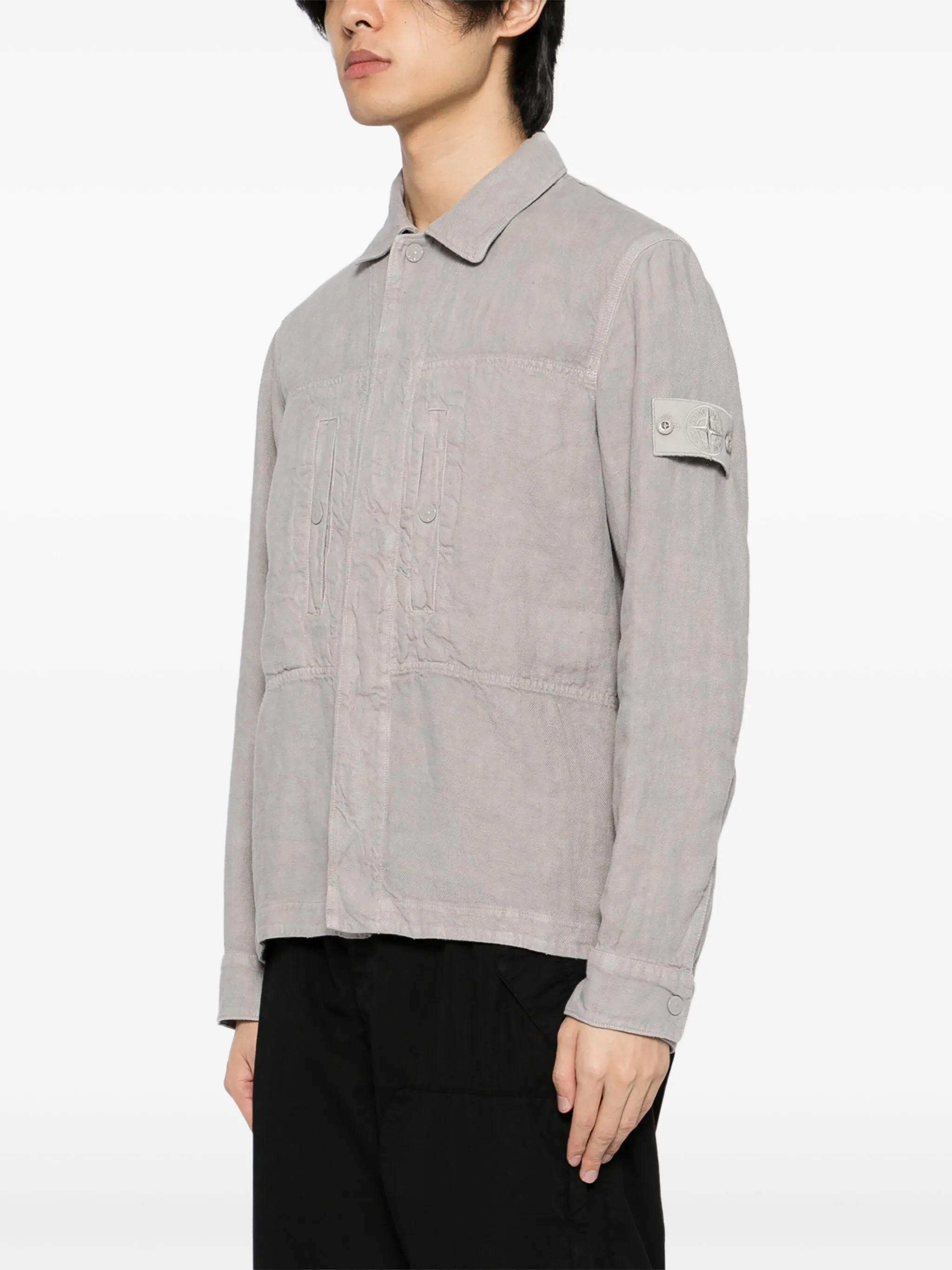 STONE ISLAND GHOST Overshirt mit Taschen und Knopfverschluss Staubgrau Herren