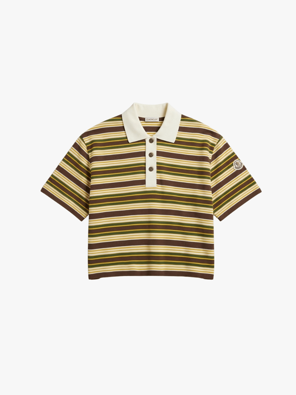Moncler Gestreiftes Poloshirt aus Baumwolle Gelb Braun Damen
