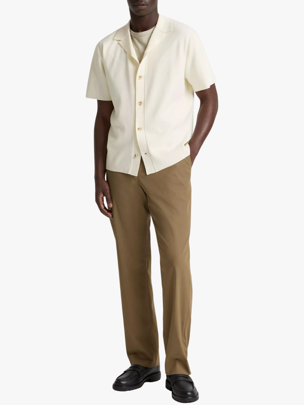 Vince Merino Wool Cabana Shirt Classic Cream Herren
