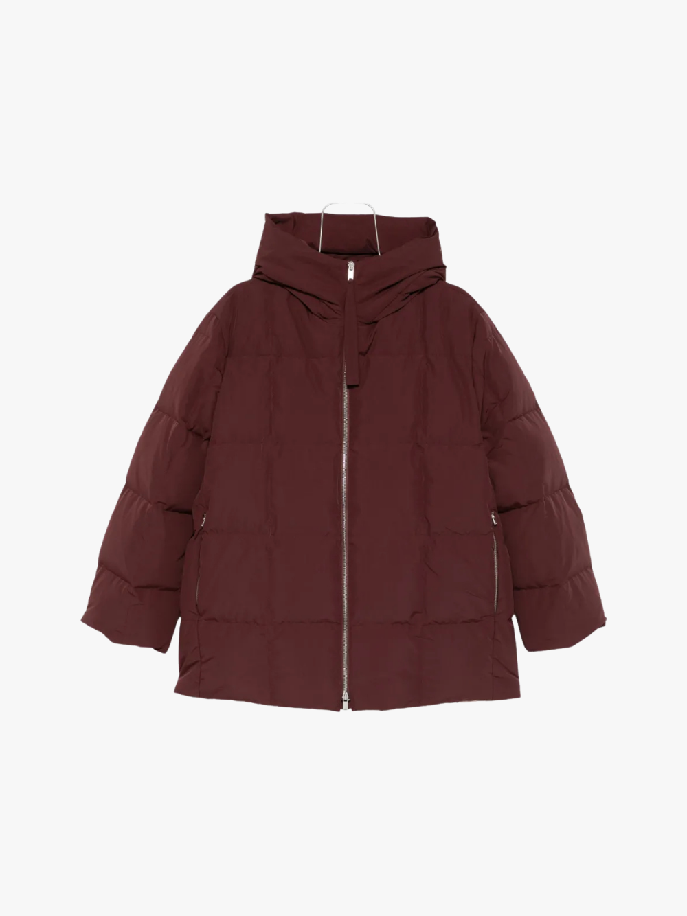 Jil Sander Quilted Hooded Jacket in Burgundy for Women