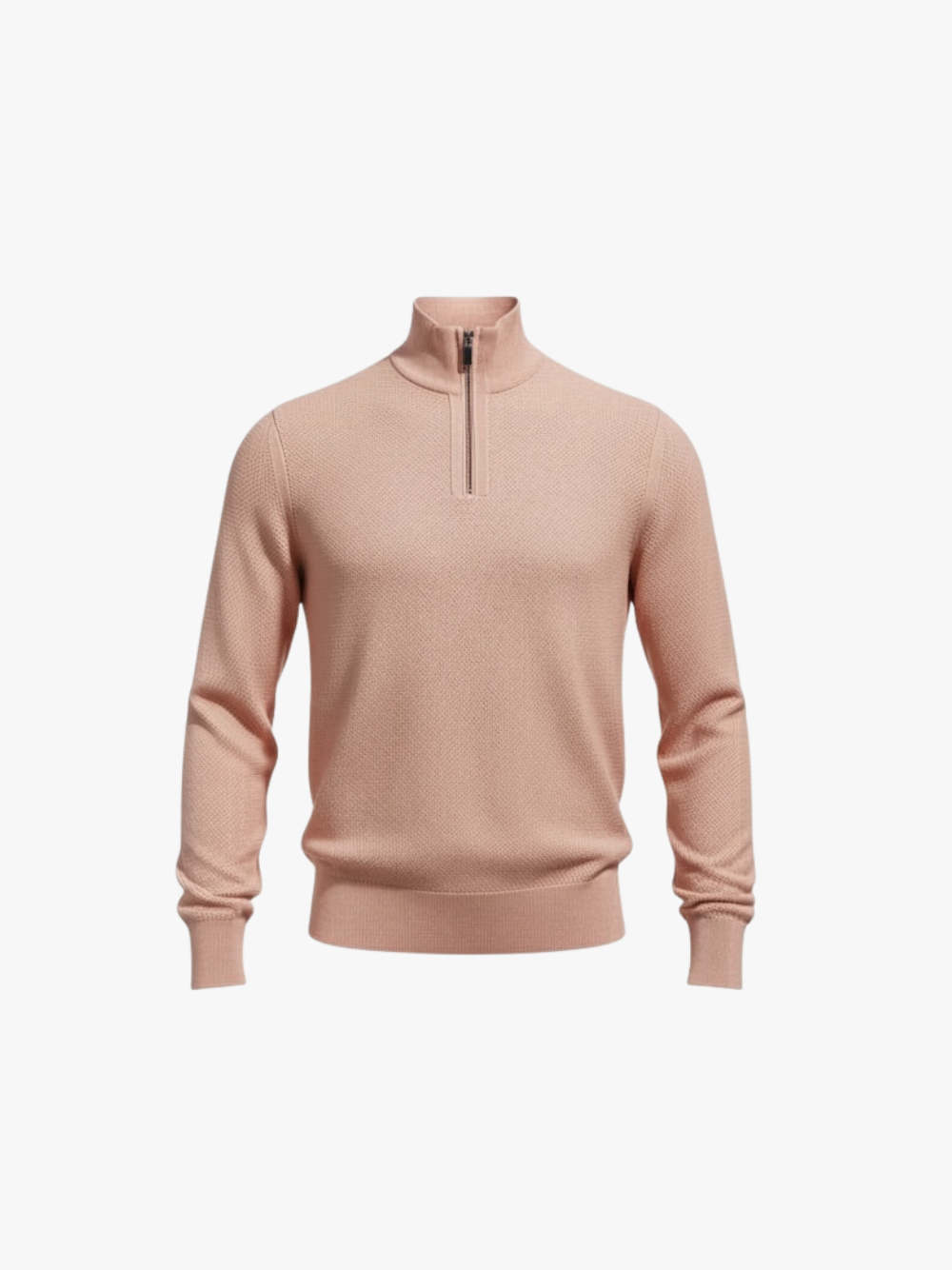 Zegna Lachsrosa Strickpullover mit Reißverschluss Herren