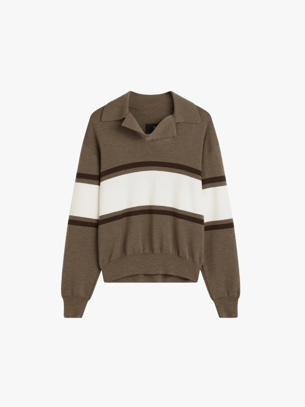 Phoebe Philo Open Polo Sweater Cigar/Cream/Chocolate Brown Women