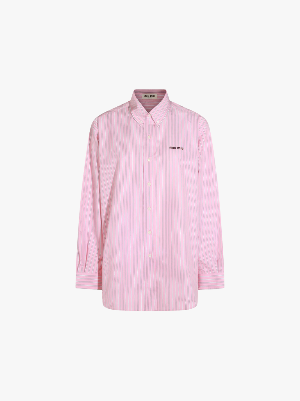 Miu Miu Striped Shirt with Logo Embroidery Pink Women