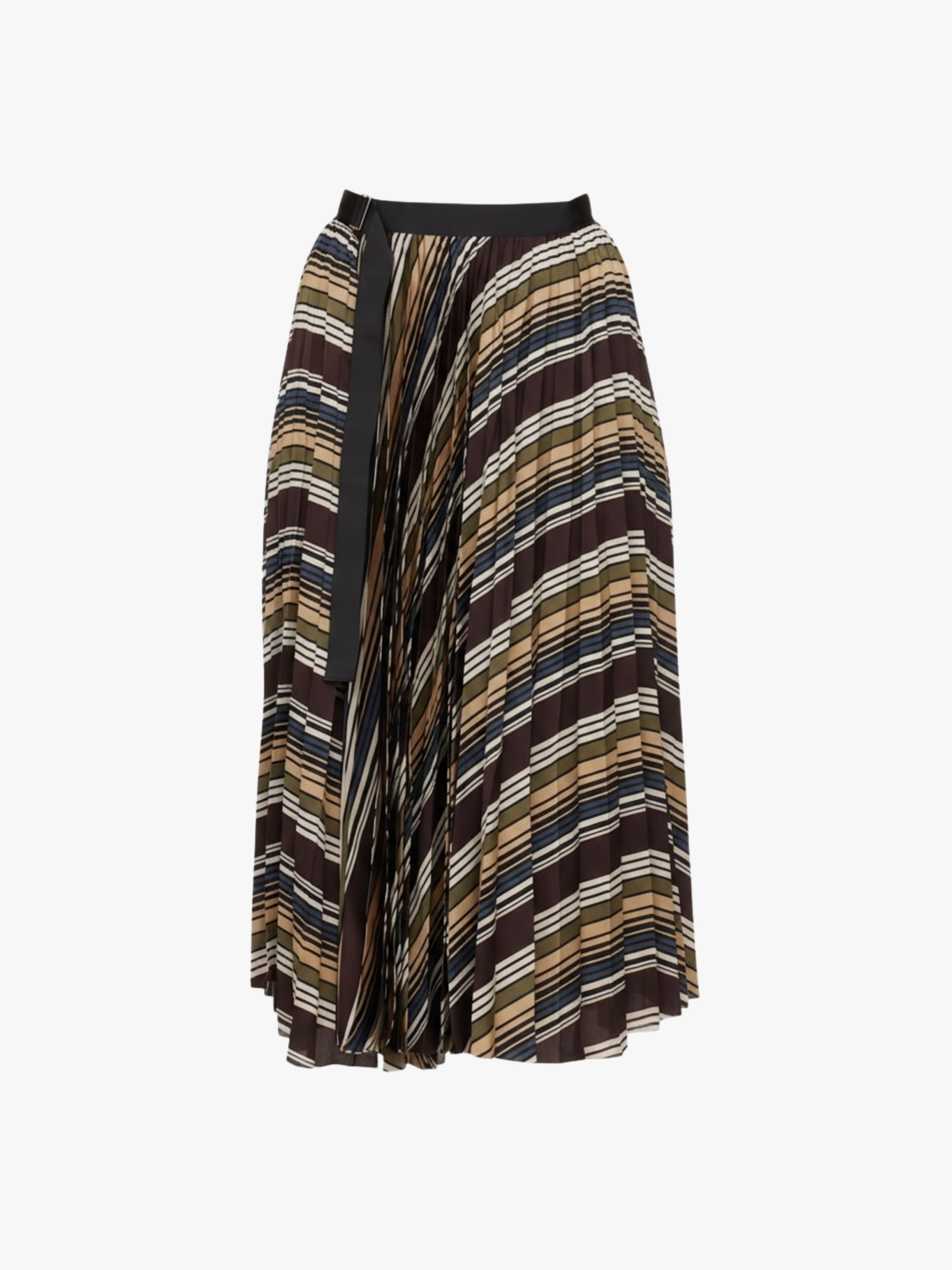 Sacai Multicolor Horizontal Stripe Midi Skirt Women