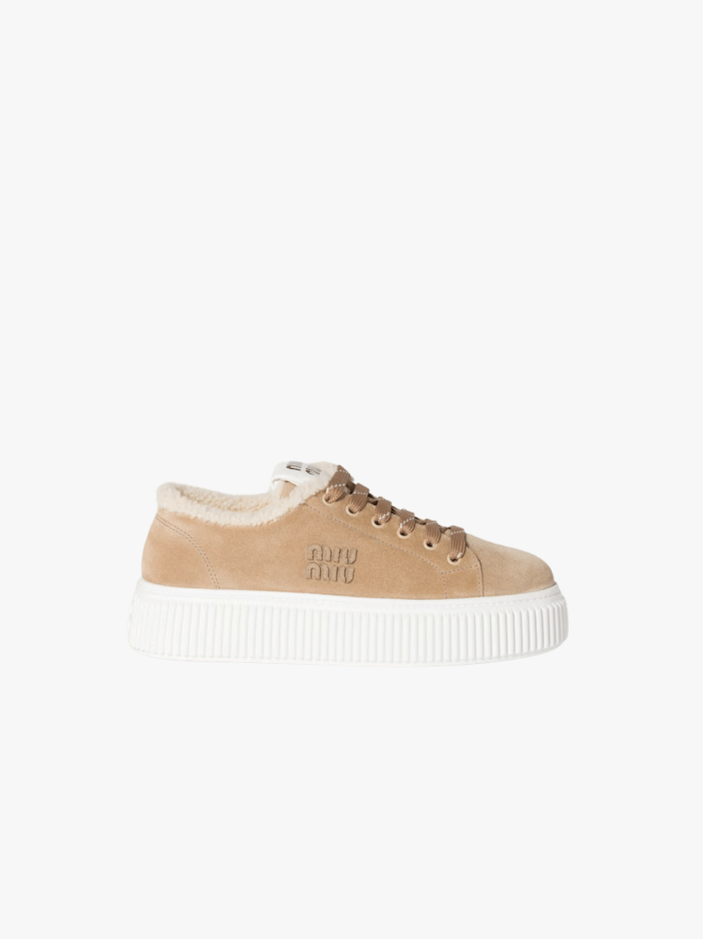Miu Miu Sneaker in Suede and Shearling Desert Beige Women