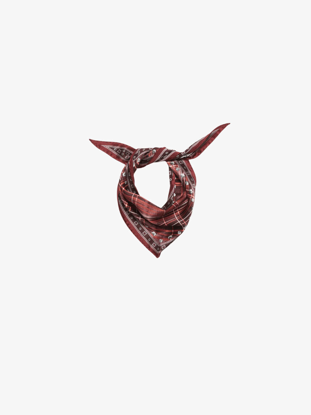 Acne Studios Silk Bandana with Check Pattern Burgundy Brown Men