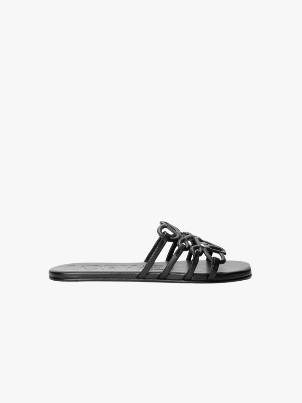 Loewe Petal Anagram Slide in Calfskin Black Women