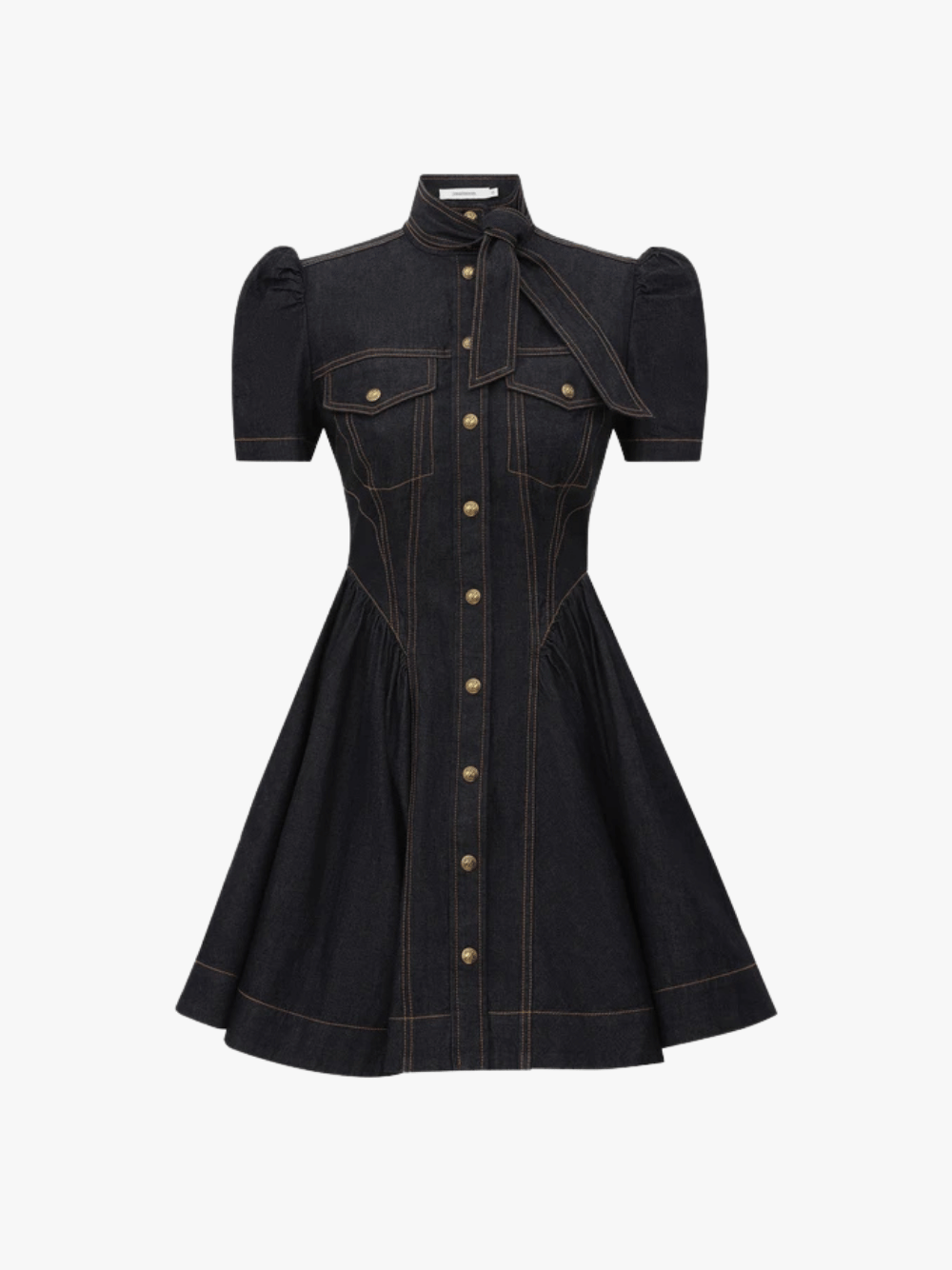 ZIMMERMANN Denim Corset Mini Dress Onyxblau Damen