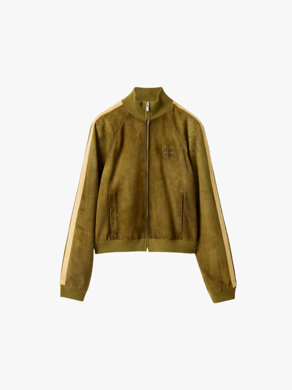 Miu Miu Women's Olive Green Waxed Suede Jacket