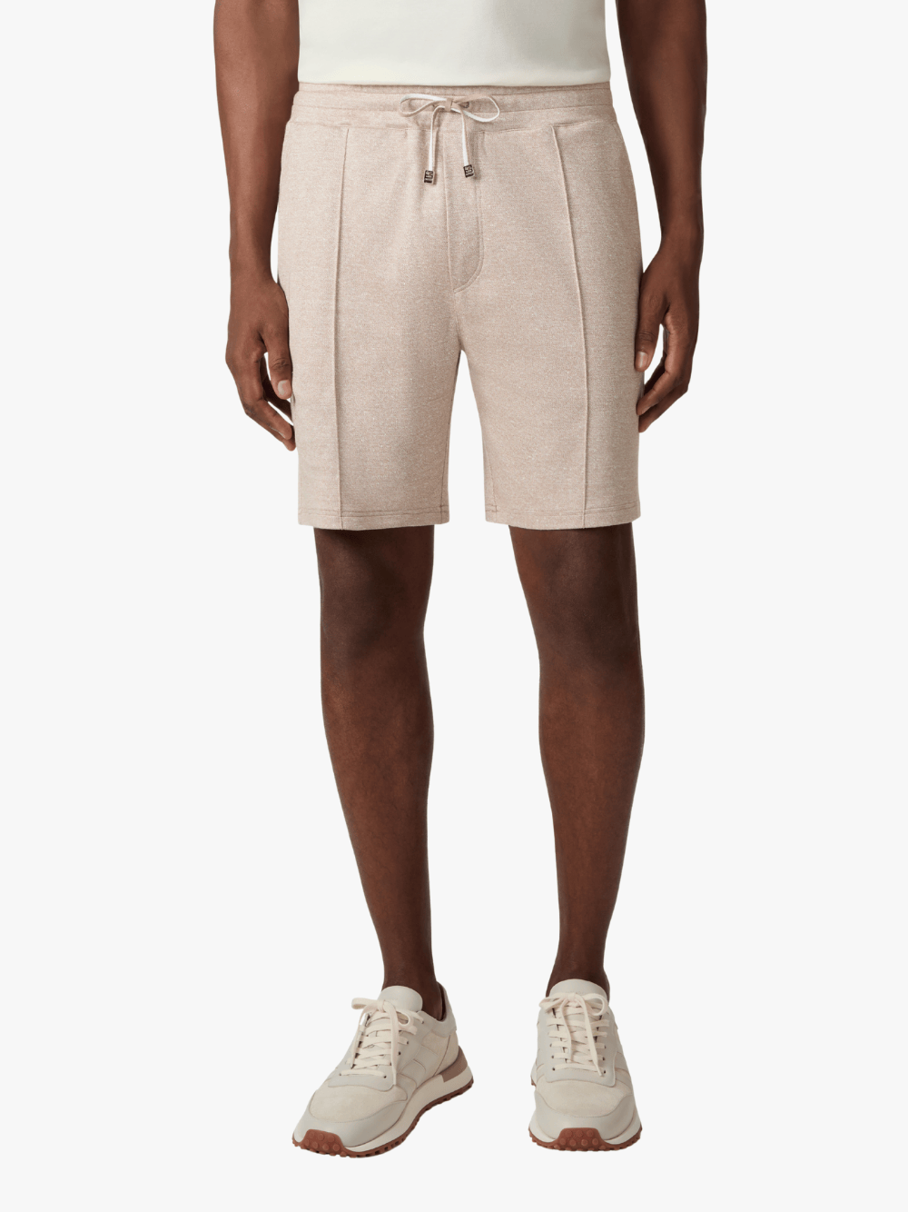 Brett Johnson Linen Silk Cotton Café au Lait Beige Shorts Herren