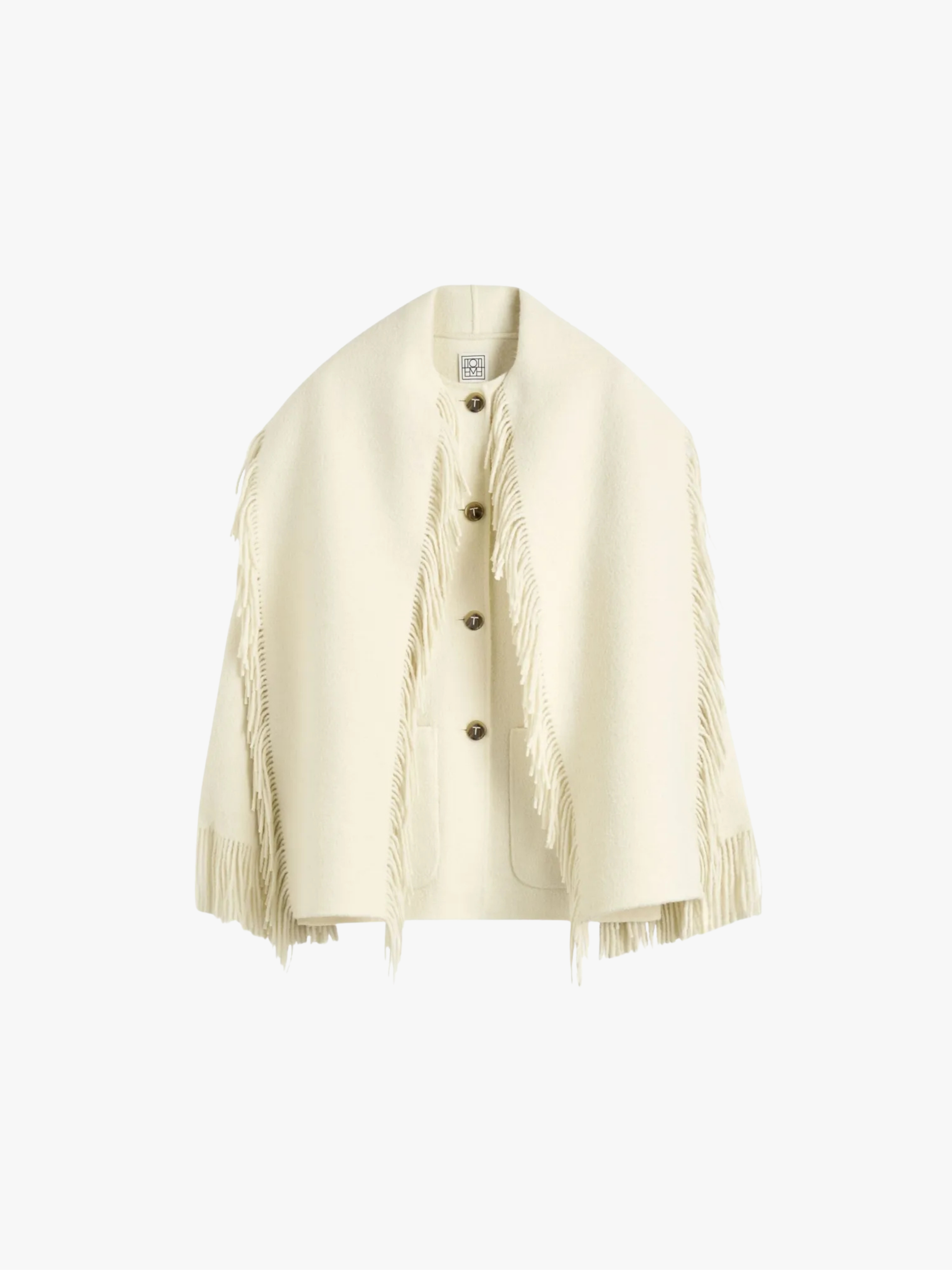 Toteme Wolljacke mit Fransensaum Weiß Damen