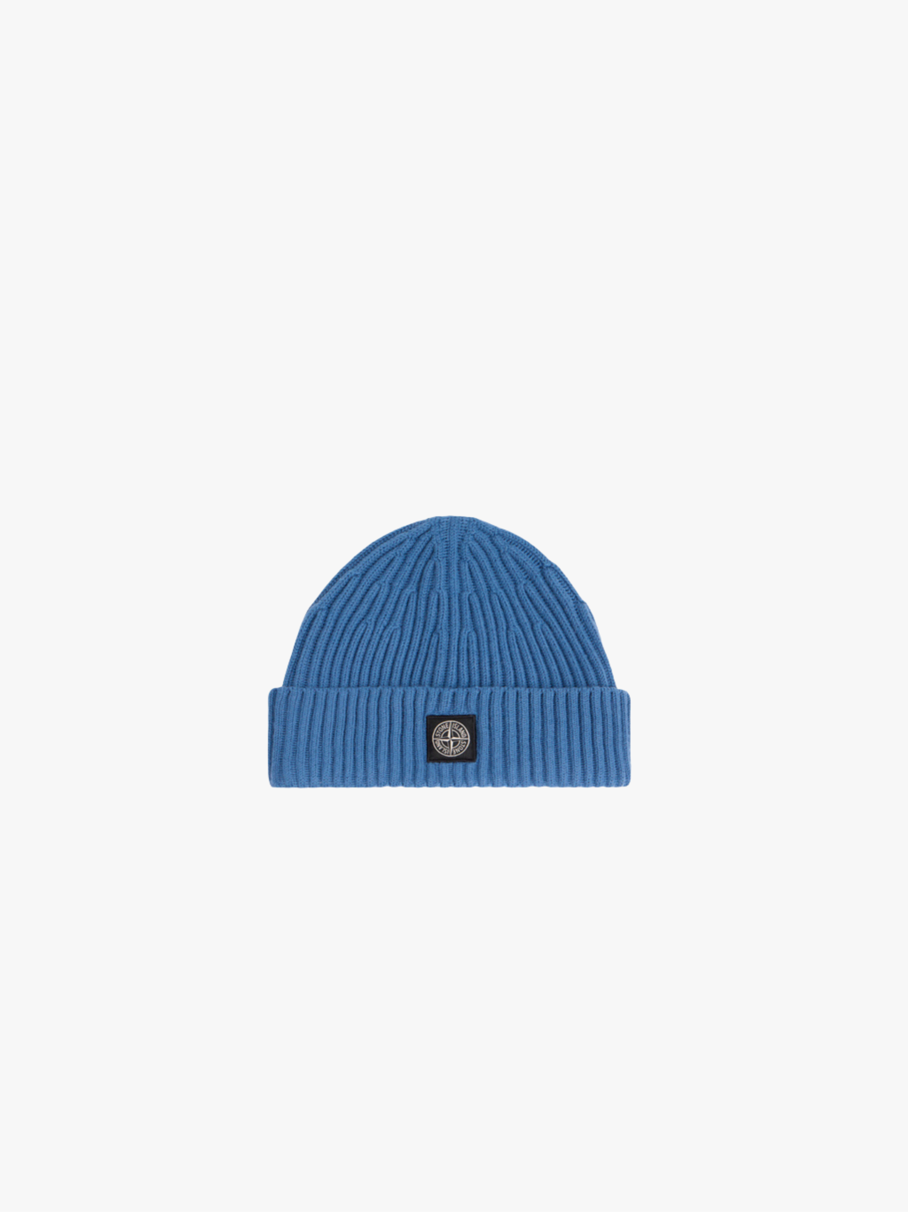 Stone Island Full Rib RWS Wool Beanie Blau Herren