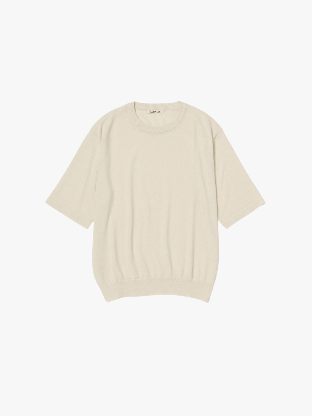 Auralee Cashmere Hard Twist Knit Tee Ivory White Herren‑T‑Shirt