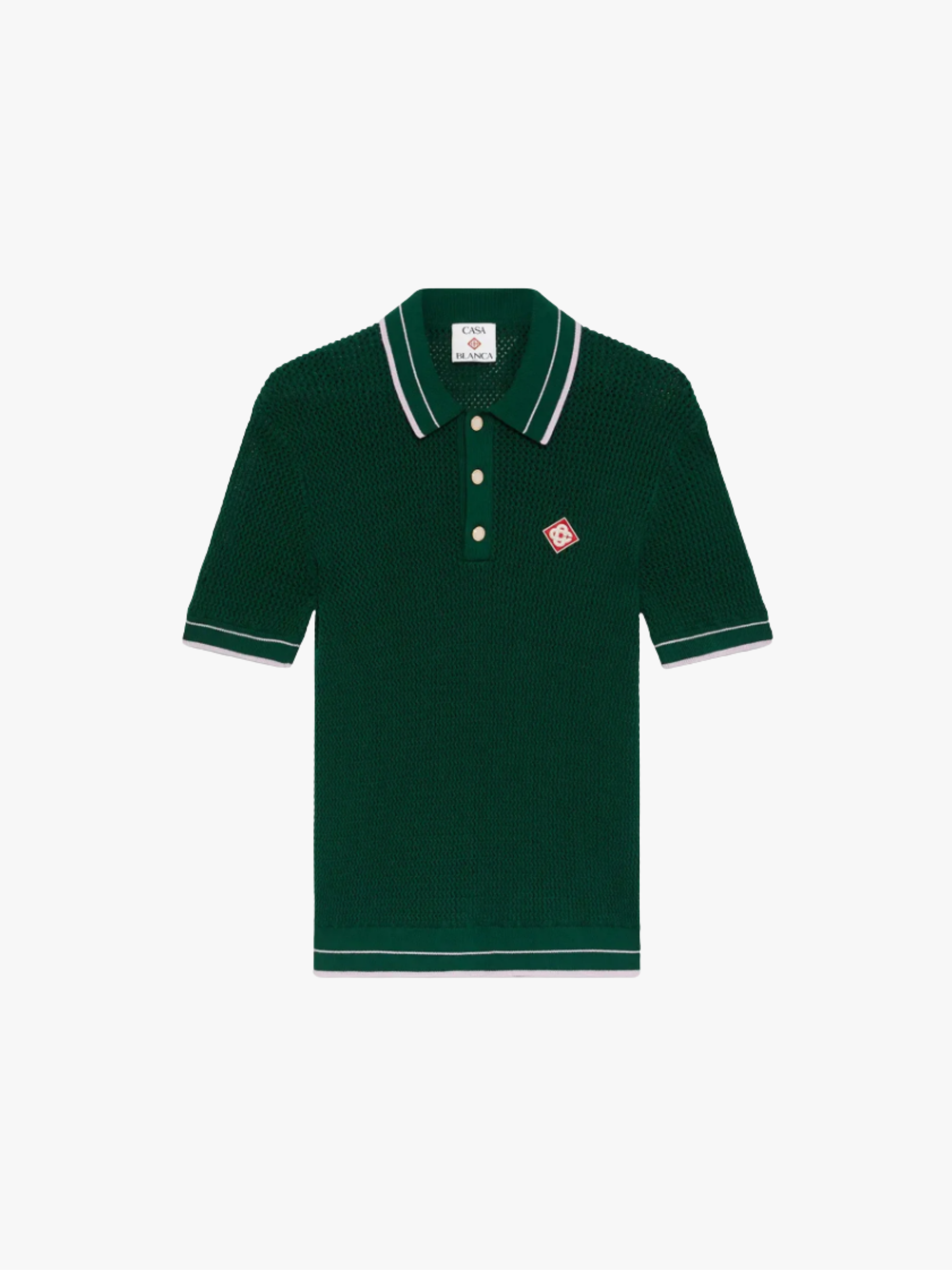 Green Crochet Short Sleeve Polo Shirt Casablanca Grün Herren